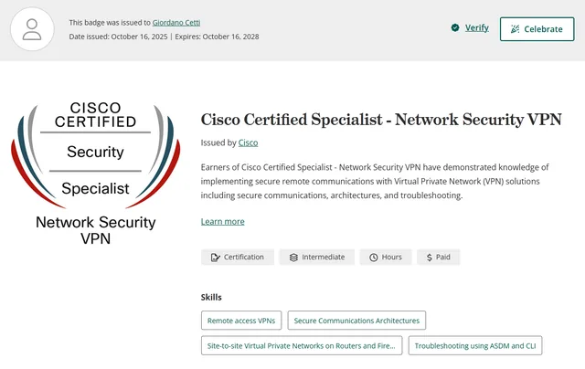 Cisco Specialist Network Security VPN 2025